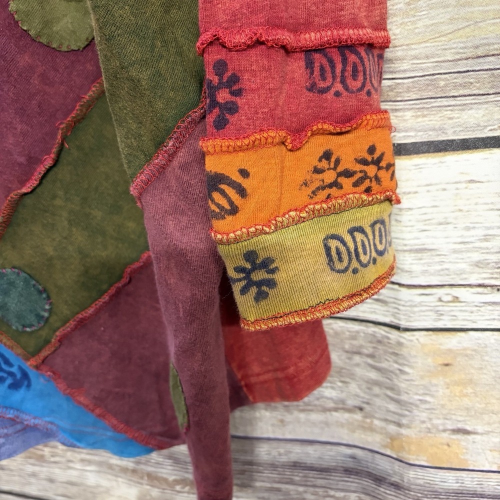 Greater Good Patchwork Boho Top 3XL  Colorful Rainbow‎ Artsy Hippie Raw Edge - Picture 8 of 8
